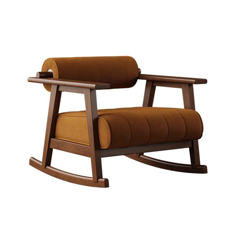 Contemporary Retro A-Shape Cylindrical Oak Corduroy Lamb Fleece Sponge Accent Chair Backrest Armrest For Living Room