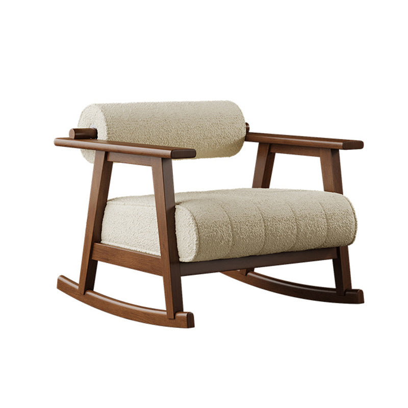Contemporary Retro A-Shape Cylindrical Oak Corduroy Lamb Fleece Sponge Accent Chair Backrest Armrest For Living Room