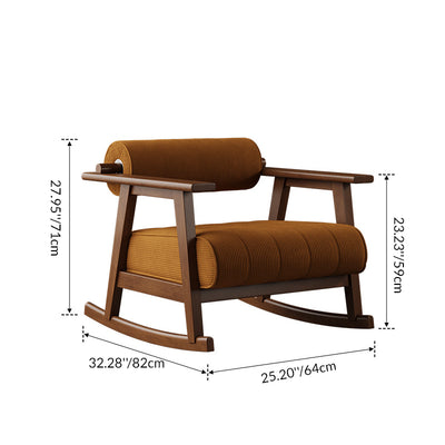 Contemporary Retro A-Shape Cylindrical Oak Corduroy Lamb Fleece Sponge Accent Chair Backrest Armrest For Living Room