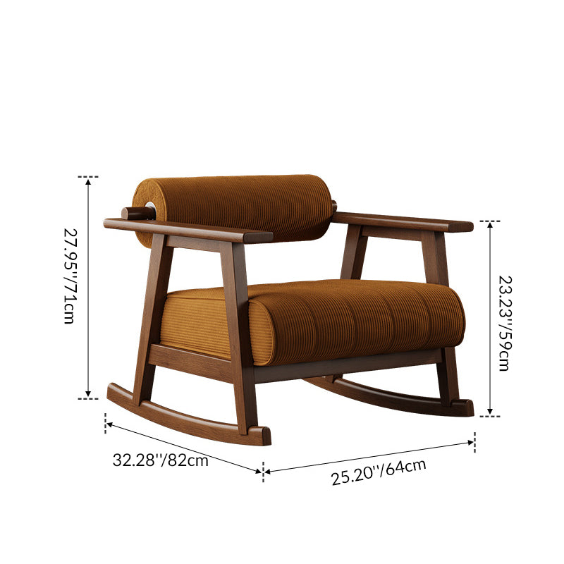 Contemporary Retro A-Shape Cylindrical Oak Corduroy Lamb Fleece Sponge Accent Chair Backrest Armrest For Living Room