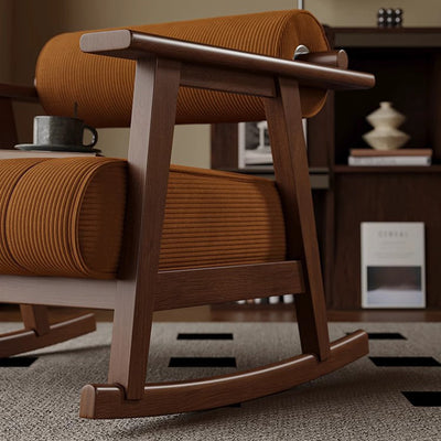 Contemporary Retro A-Shape Cylindrical Oak Corduroy Lamb Fleece Sponge Accent Chair Backrest Armrest For Living Room