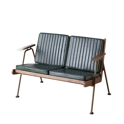 Contemporary Industrial Rectangular Iron Solid Wood Oil Wax Leather Sponge Accent Chair Backrest Armrest For Living Room