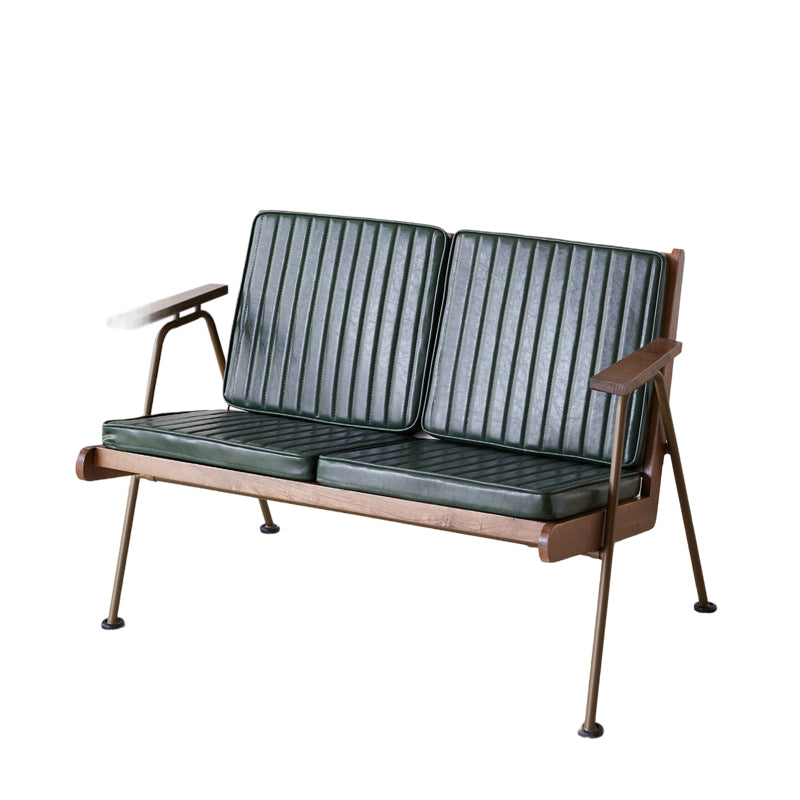 Contemporary Industrial Rectangular Iron Solid Wood Oil Wax Leather Sponge Accent Chair Backrest Armrest For Living Room
