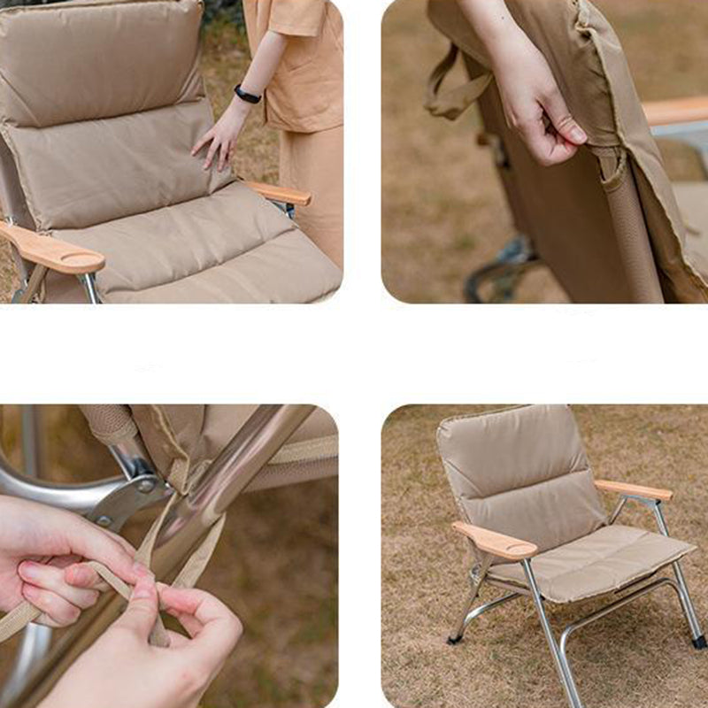 Modern Minimalist Rectangle Aluminum Oxford & Textilene Fabric PVC Pearl Cotton Outdoor Foldable Camping Chair Backrest Armrest For Garden