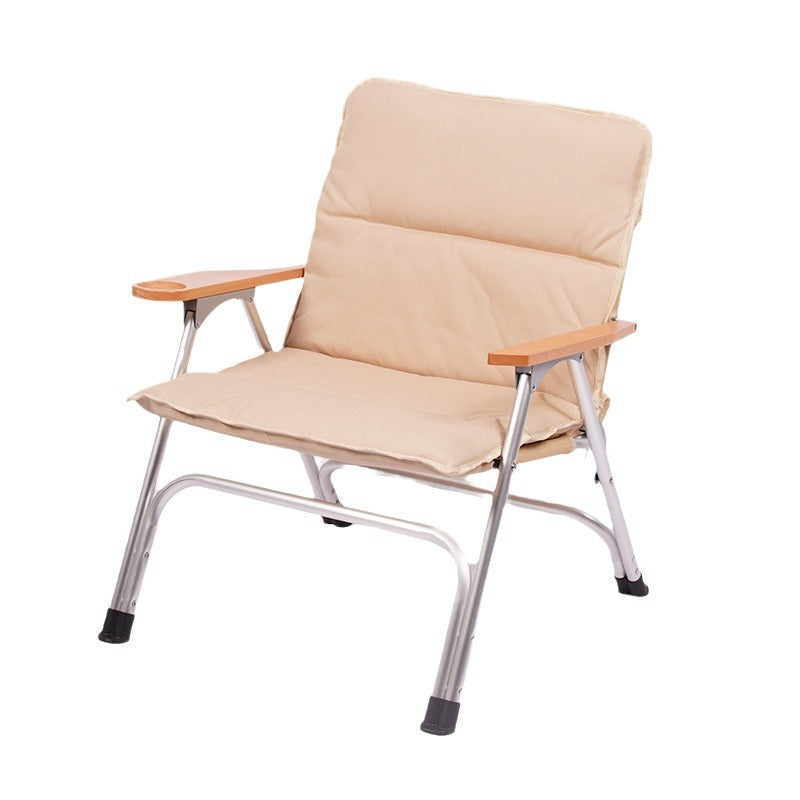Modern Minimalist Rectangle Aluminum Oxford & Textilene Fabric PVC Pearl Cotton Outdoor Foldable Camping Chair Backrest Armrest For Garden