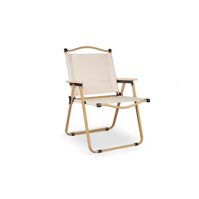 Modern Minimalist Rectangle Outdoor Carbon Steel Aluminum Alloy Beech Wood Oxford Fabric PET Foldable Portable Detachable Camping Chair Backrest Armrest For Garden
