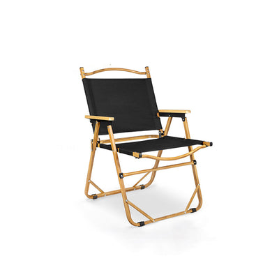 Modern Minimalist Rectangle Outdoor Carbon Steel Aluminum Alloy Beech Wood Oxford Fabric PET Foldable Portable Detachable Camping Chair Backrest Armrest For Garden