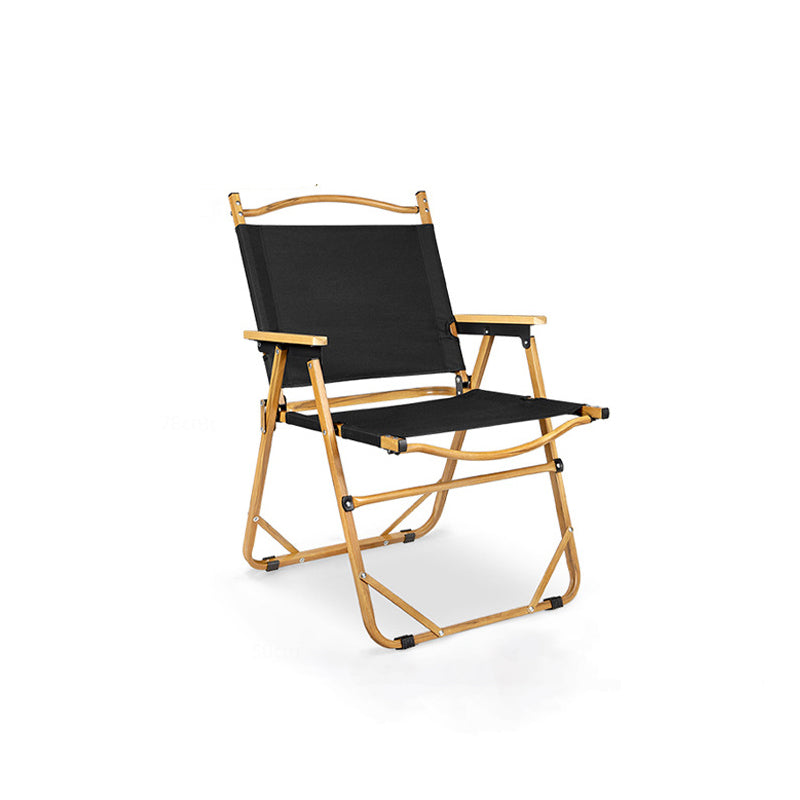 Modern Minimalist Rectangle Outdoor Carbon Steel Aluminum Alloy Beech Wood Oxford Fabric PET Foldable Portable Detachable Camping Chair Backrest Armrest For Garden