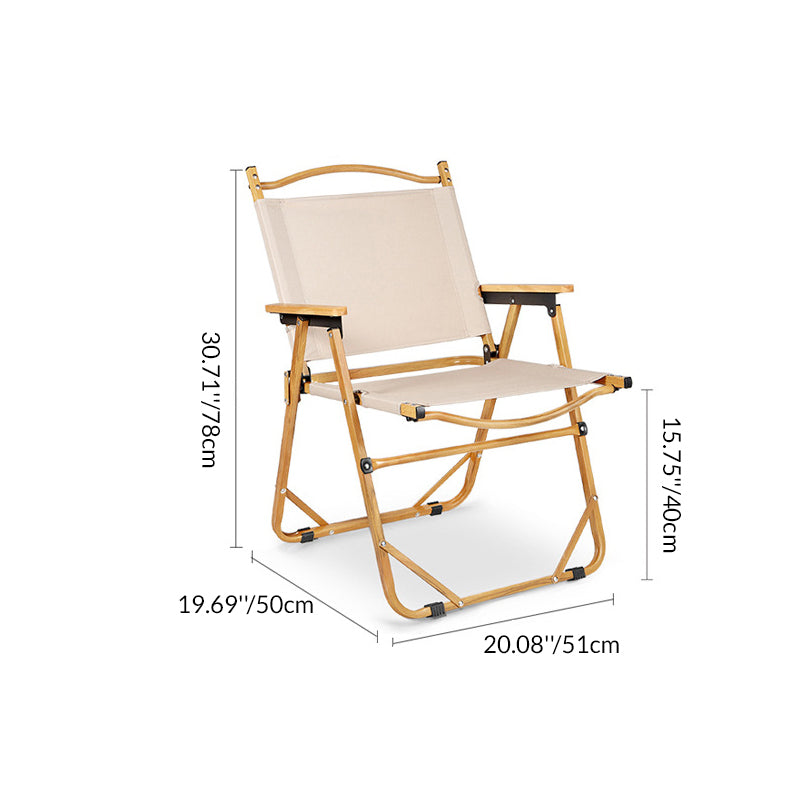 Modern Minimalist Rectangle Outdoor Carbon Steel Aluminum Alloy Beech Wood Oxford Fabric PET Foldable Portable Detachable Camping Chair Backrest Armrest For Garden