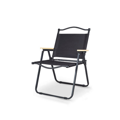 Modern Minimalist Rectangle Outdoor Carbon Steel Aluminum Alloy Beech Wood Oxford Fabric PET Foldable Portable Detachable Camping Chair Backrest Armrest For Garden