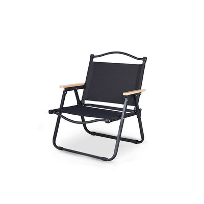 Modern Minimalist Rectangle Outdoor Carbon Steel Aluminum Alloy Beech Wood Oxford Fabric PET Foldable Portable Detachable Camping Chair Backrest Armrest For Garden