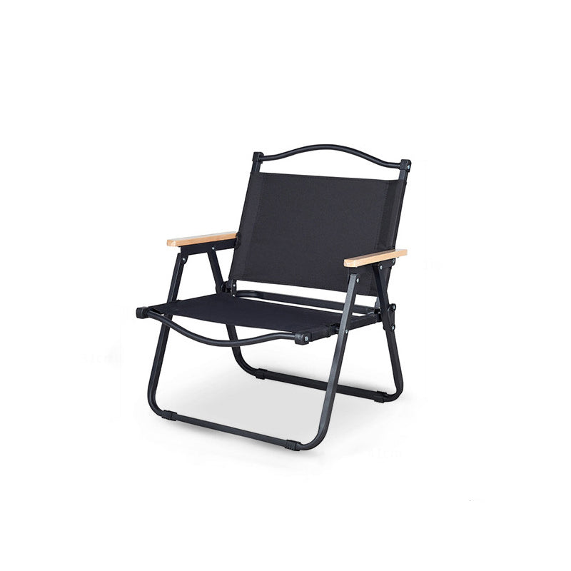 Modern Minimalist Rectangle Outdoor Carbon Steel Aluminum Alloy Beech Wood Oxford Fabric PET Foldable Portable Detachable Camping Chair Backrest Armrest For Garden