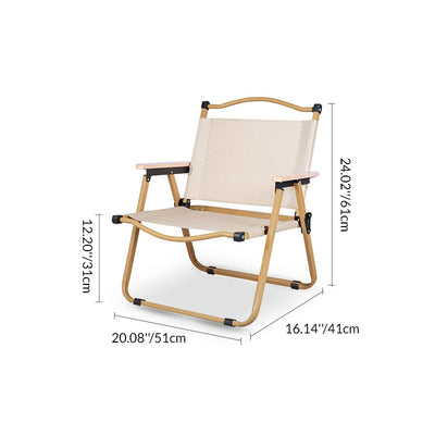 Modern Minimalist Rectangle Outdoor Carbon Steel Aluminum Alloy Beech Wood Oxford Fabric PET Foldable Portable Detachable Camping Chair Backrest Armrest For Garden