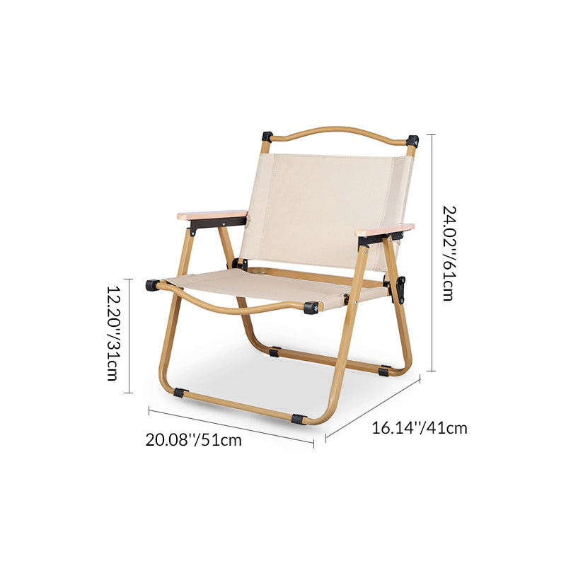 Modern Minimalist Rectangle Outdoor Carbon Steel Aluminum Alloy Beech Wood Oxford Fabric PET Foldable Portable Detachable Camping Chair Backrest Armrest For Garden