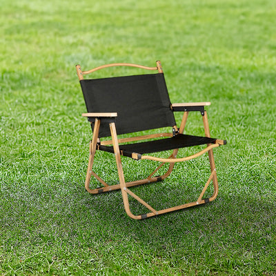 Modern Minimalist Rectangle Outdoor Carbon Steel Aluminum Alloy Beech Wood Oxford Fabric PET Foldable Portable Detachable Camping Chair Backrest Armrest For Garden