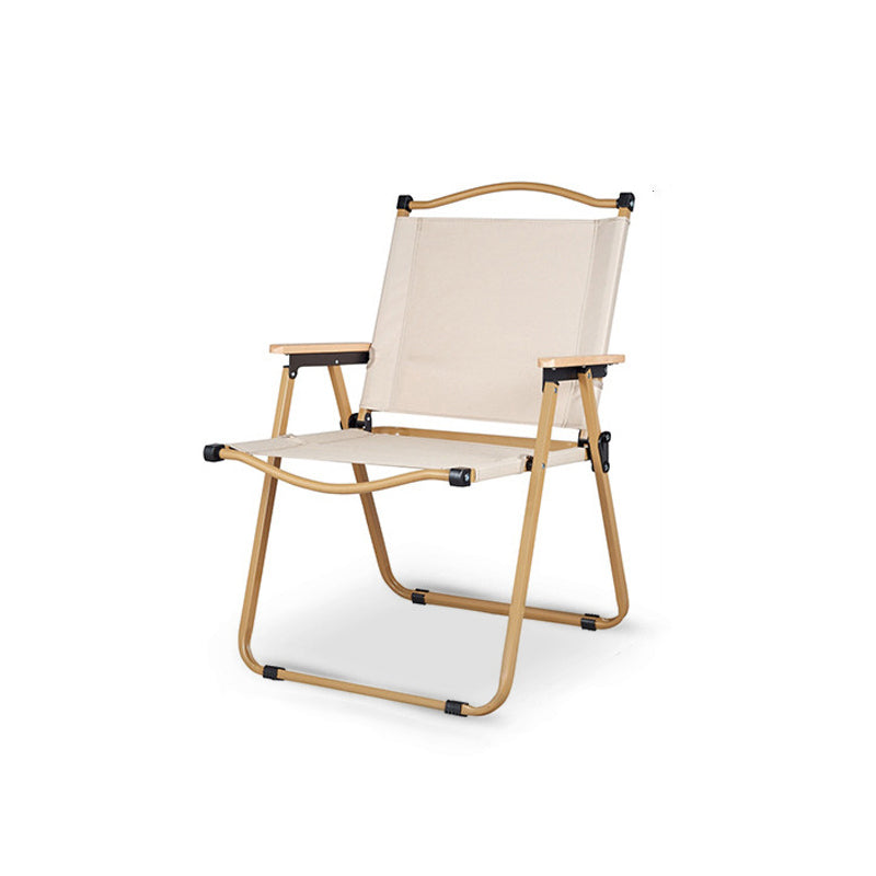 Modern Minimalist Rectangle Outdoor Carbon Steel Aluminum Alloy Beech Wood Oxford Fabric PET Foldable Portable Detachable Camping Chair Backrest Armrest For Garden