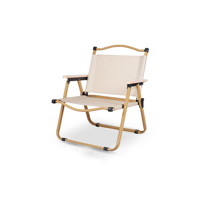 Modern Minimalist Rectangle Outdoor Carbon Steel Aluminum Alloy Beech Wood Oxford Fabric PET Foldable Portable Detachable Camping Chair Backrest Armrest For Garden