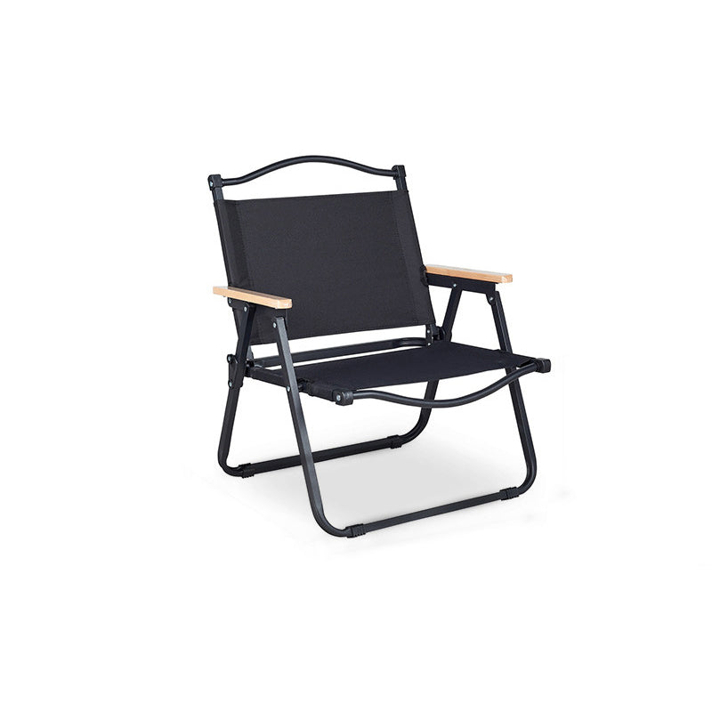 Modern Minimalist Rectangle Outdoor Carbon Steel Aluminum Alloy Beech Wood Oxford Fabric PET Foldable Portable Detachable Camping Chair Backrest Armrest For Garden