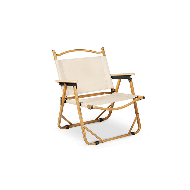 Modern Minimalist Rectangle Outdoor Carbon Steel Aluminum Alloy Beech Wood Oxford Fabric PET Foldable Portable Detachable Camping Chair Backrest Armrest For Garden