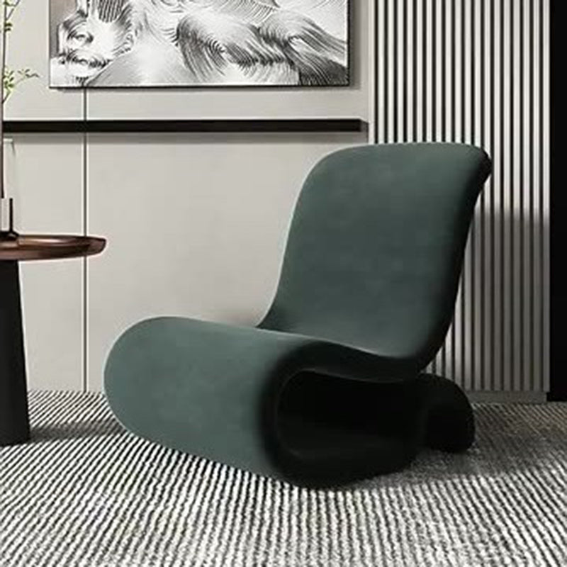 Contemporary Creative S-Shape Solid Wood Matte Velvet Sponge Accent Chair Backrest Armless For Living Room