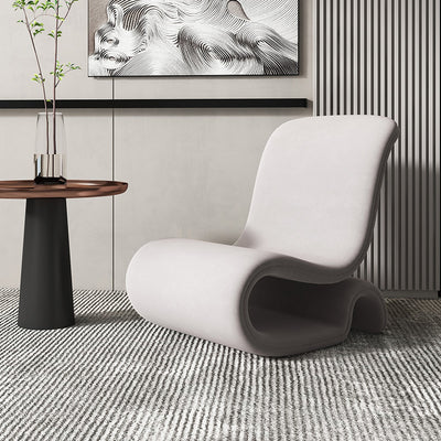 Contemporary Creative S-Shape Solid Wood Matte Velvet Sponge Accent Chair Backrest Armless For Living Room