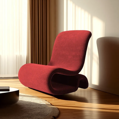 Contemporary Creative S-Shape Solid Wood Matte Velvet Sponge Accent Chair Backrest Armless For Living Room