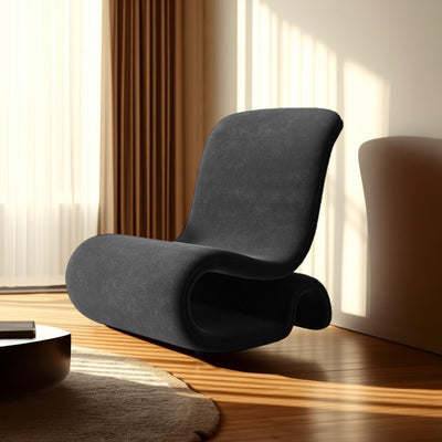 Contemporary Creative S-Shape Solid Wood Matte Velvet Sponge Accent Chair Backrest Armless For Living Room