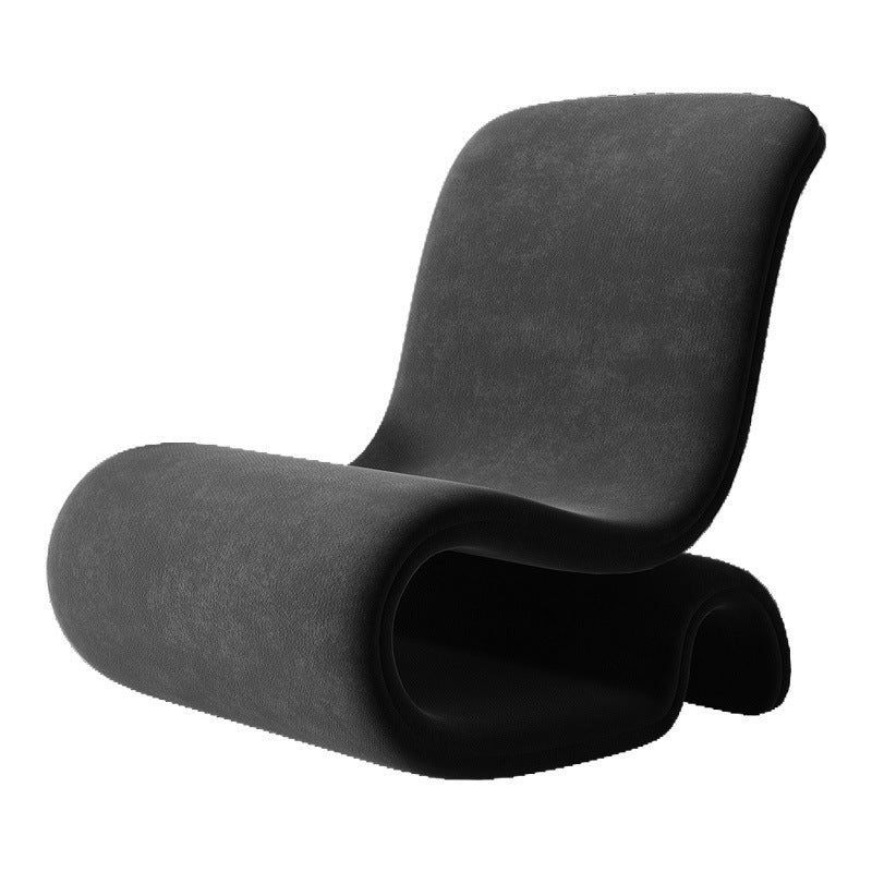 Contemporary Creative S-Shape Solid Wood Matte Velvet Sponge Accent Chair Backrest Armless For Living Room
