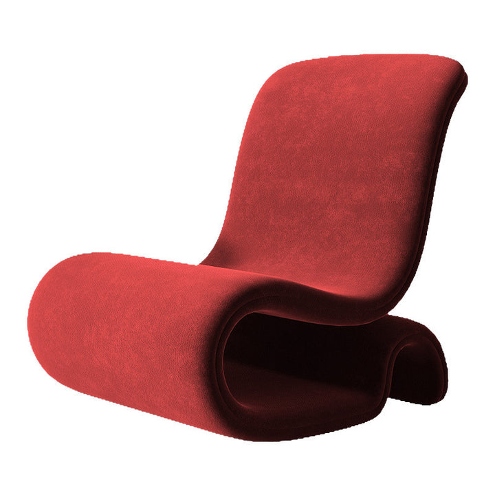 Silla de acento contemporánea creativa en forma de S, de hierro y terciopelo con esponja, sin respaldo ni brazos, para sala de estar 