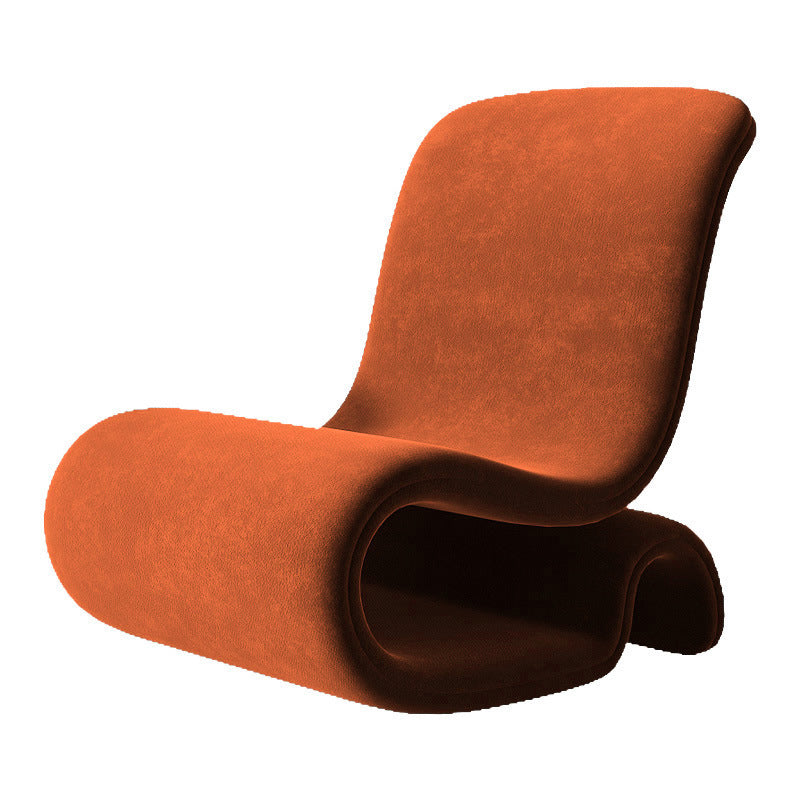 Contemporary Creative S-Shape Solid Wood Matte Velvet Sponge Accent Chair Backrest Armless For Living Room