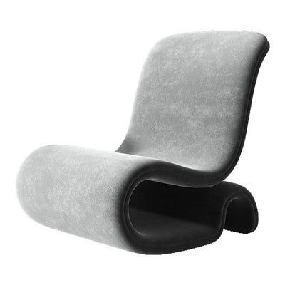 Contemporary Creative S-Shape Solid Wood Matte Velvet Sponge Accent Chair Backrest Armless For Living Room