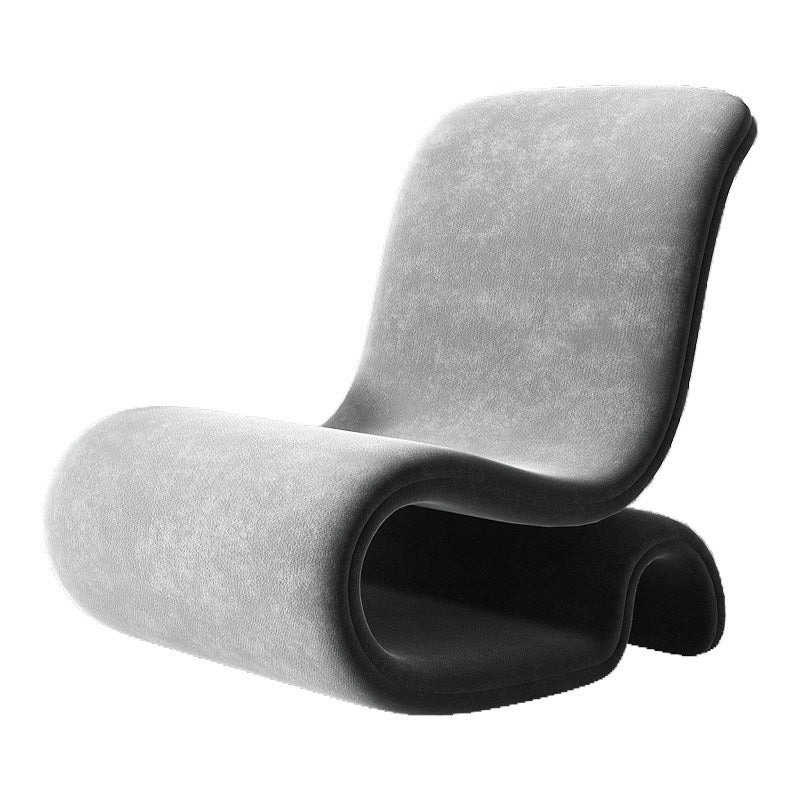 Contemporary Creative S-Shape Solid Wood Matte Velvet Sponge Accent Chair Backrest Armless For Living Room