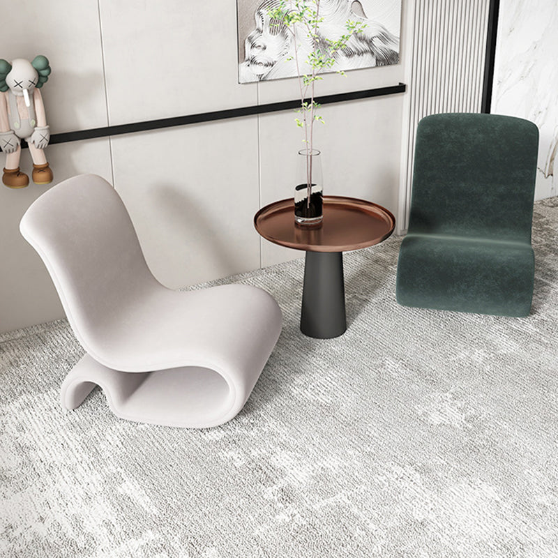 Contemporary Creative S-Shape Solid Wood Matte Velvet Sponge Accent Chair Backrest Armless For Living Room