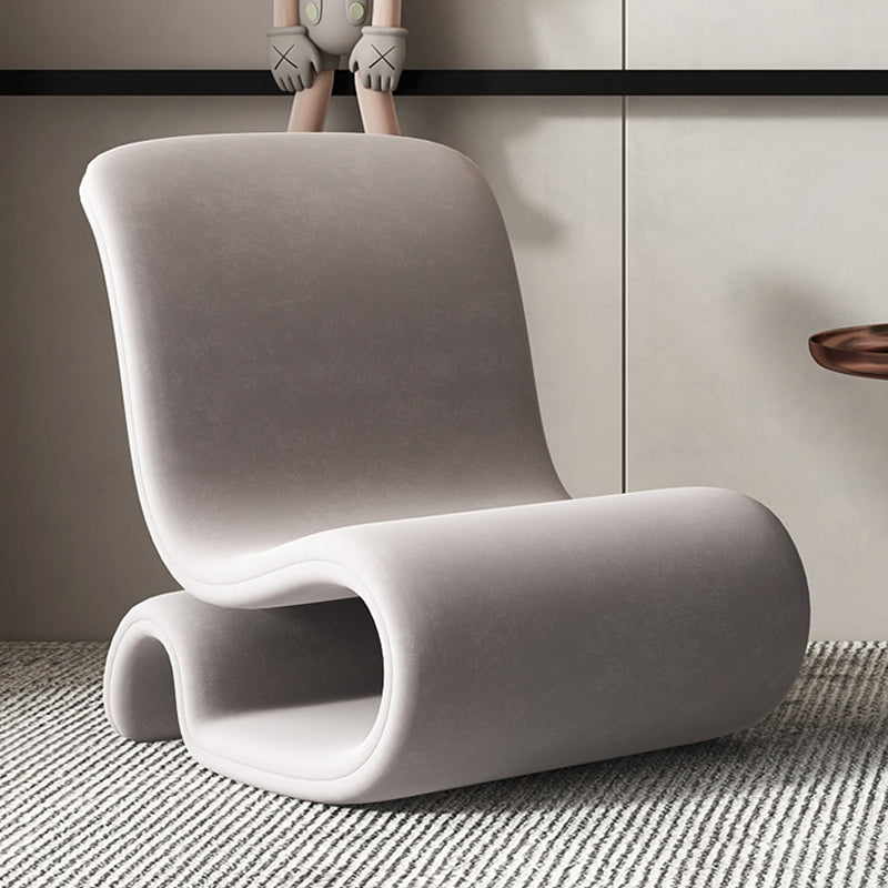 Contemporary Creative S-Shape Solid Wood Matte Velvet Sponge Accent Chair Backrest Armless For Living Room