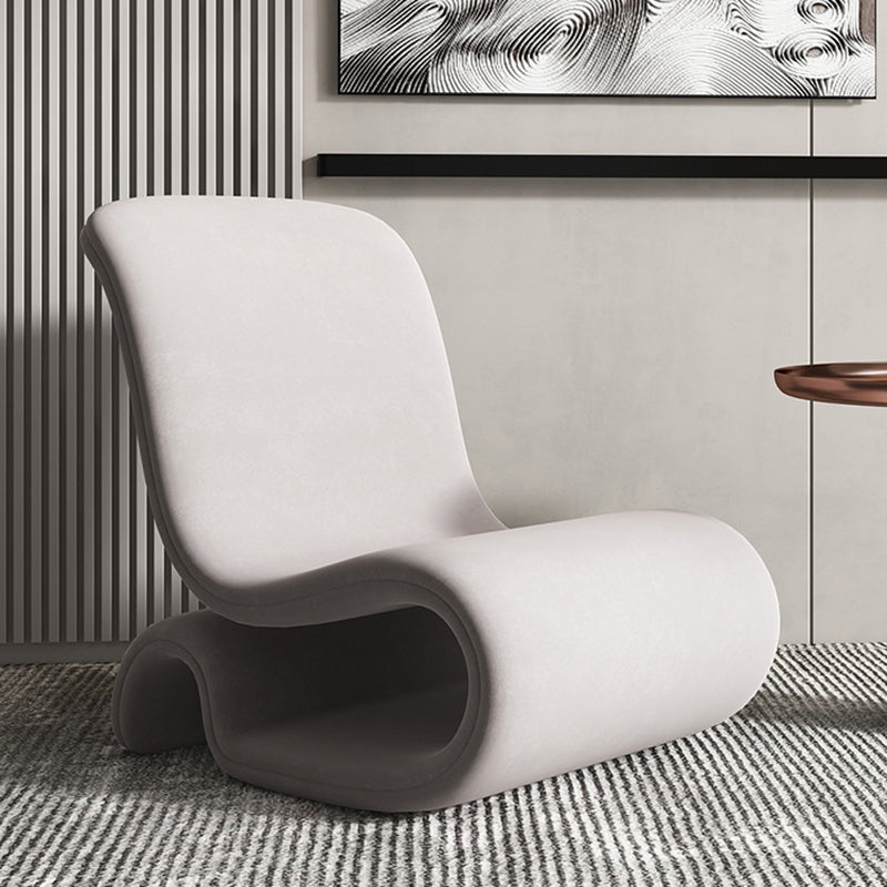 Contemporary Creative S-Shape Solid Wood Matte Velvet Sponge Accent Chair Backrest Armless For Living Room