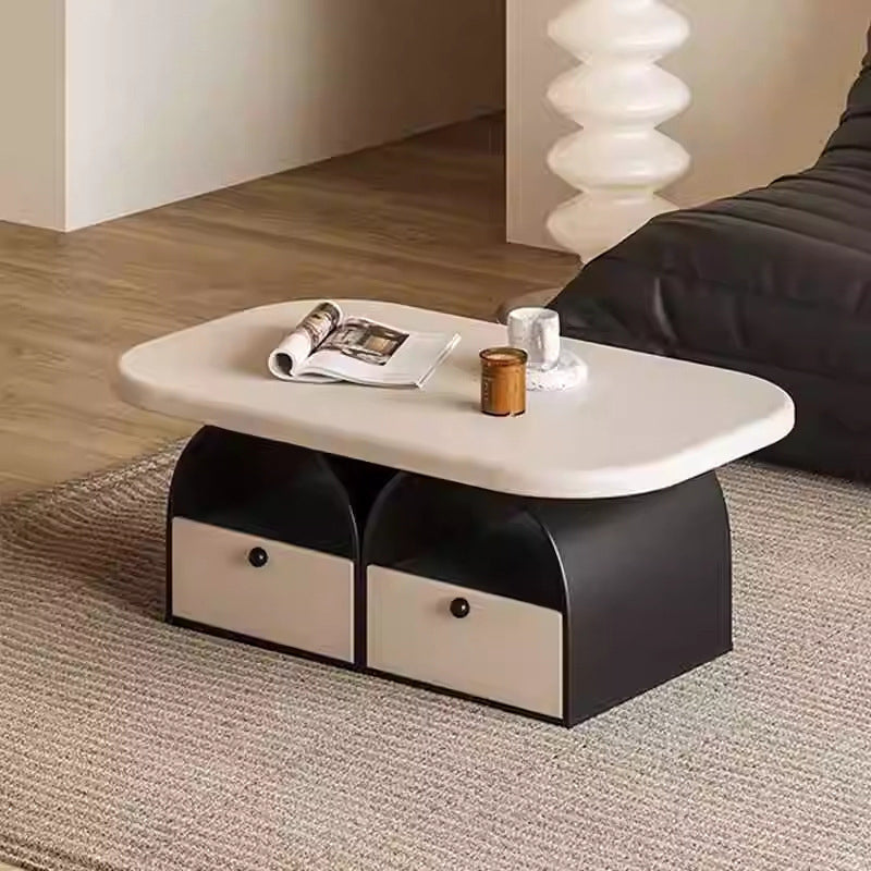 Modern Art Deco Eyeglasses Plywood Rubberwood & MDF Coffee Table 4-Drawer For Living Room