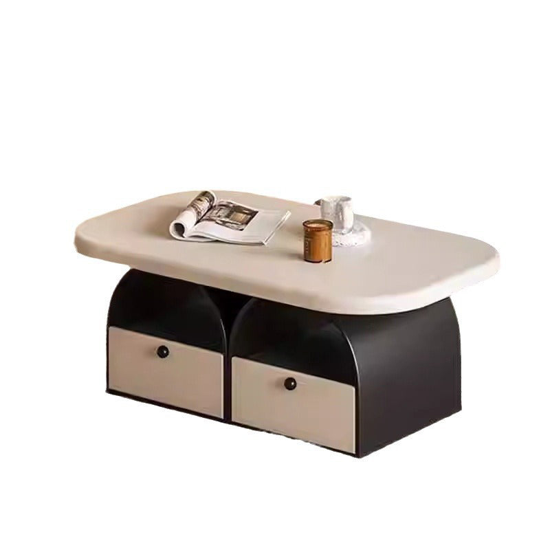 Modern Art Deco Eyeglasses Plywood Rubberwood & MDF Coffee Table 4-Drawer For Living Room