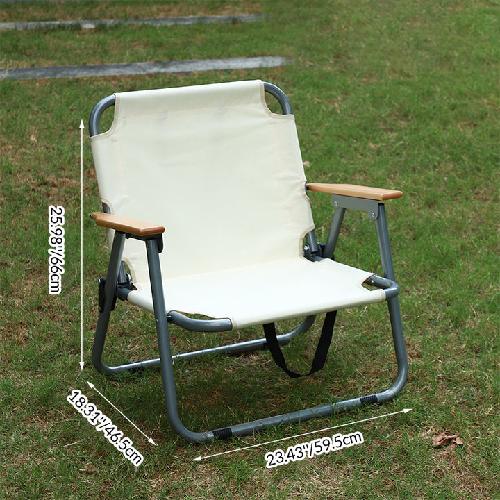 Silla de camping plegable de acero al carbono rectangular minimalista moderna con respaldo y reposabrazos de tela Oxford para jardín 