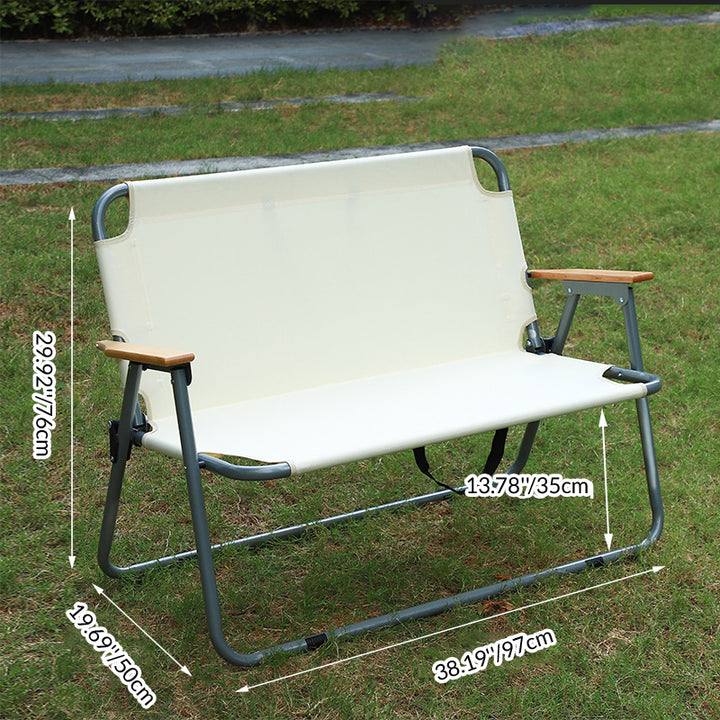 Silla de camping plegable de acero al carbono rectangular minimalista moderna con respaldo y reposabrazos de tela Oxford para jardín 