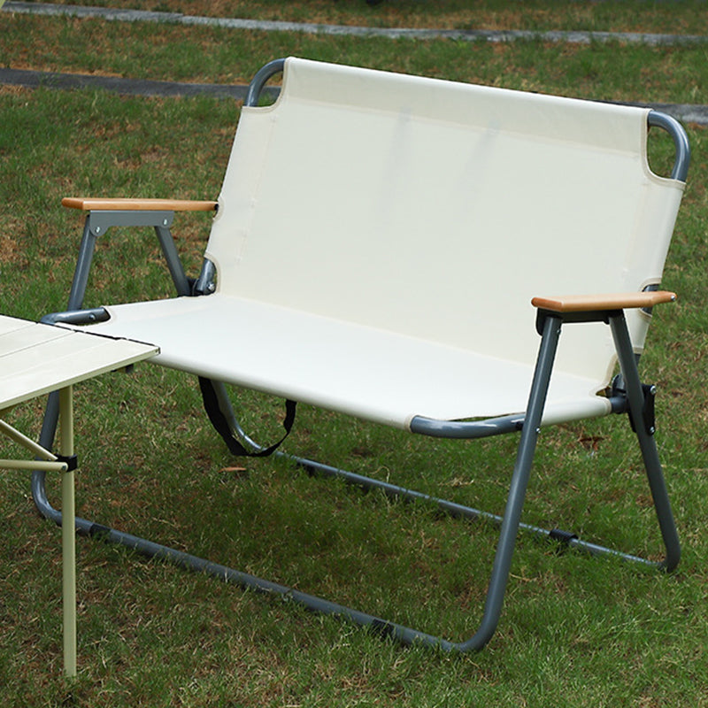 Silla de camping plegable de acero al carbono rectangular minimalista moderna con respaldo y reposabrazos de tela Oxford para jardín 