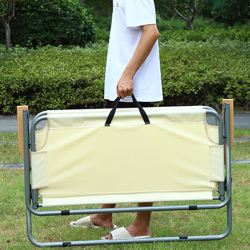 Silla de camping plegable de acero al carbono rectangular minimalista moderna con respaldo y reposabrazos de tela Oxford para jardín 