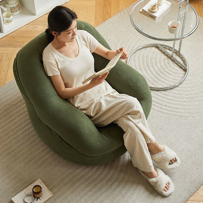 Modern Minimalist U-Shape Corduroy EPS Lazy Accent Chair Backrest Armless For Bedroom