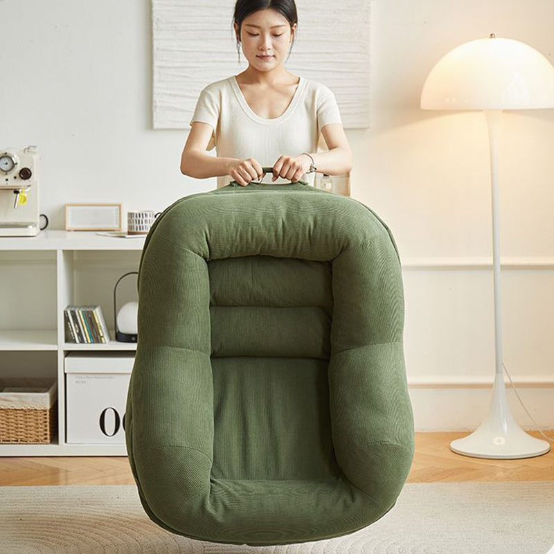 Modern Minimalist U-Shape Corduroy EPS Lazy Accent Chair Backrest Armless For Bedroom