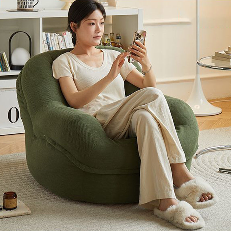 Modern Minimalist U-Shape Corduroy EPS Lazy Accent Chair Backrest Armless For Bedroom