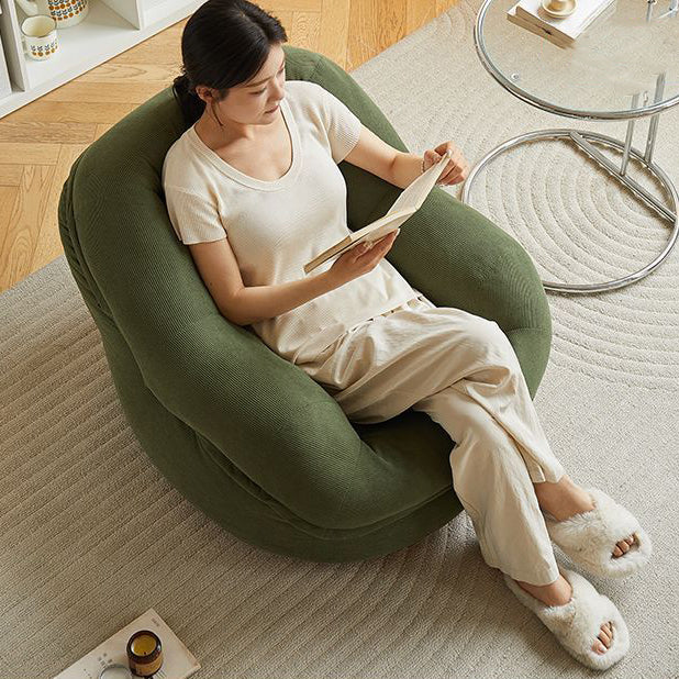 Modern Minimalist U-Shape Corduroy EPS Lazy Accent Chair Backrest Armless For Bedroom