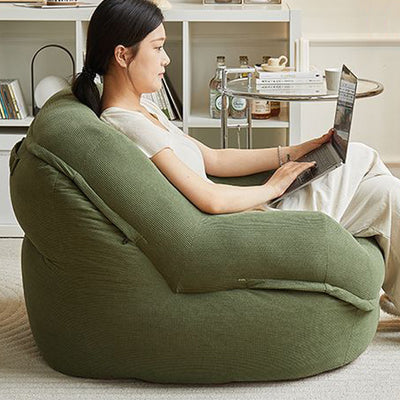 Modern Minimalist U-Shape Corduroy EPS Lazy Accent Chair Backrest Armless For Bedroom