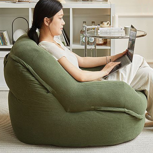 Modern Minimalist U-Shape Corduroy EPS Lazy Accent Chair Backrest Armless For Bedroom
