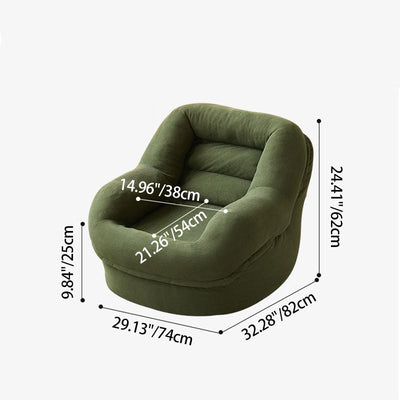 Modern Minimalist U-Shape Corduroy EPS Lazy Accent Chair Backrest Armless For Bedroom