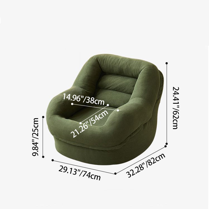 Modern Minimalist U-Shape Corduroy EPS Lazy Accent Chair Backrest Armless For Bedroom