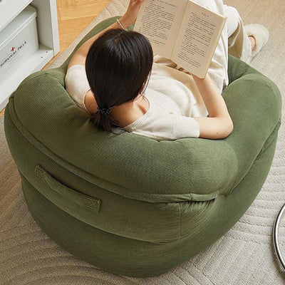 Modern Minimalist U-Shape Corduroy EPS Lazy Accent Chair Backrest Armless For Bedroom